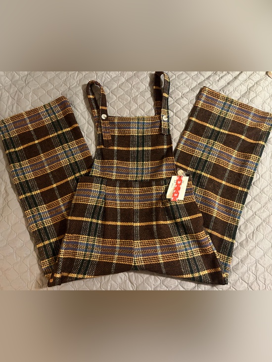 Cider Pants - Cider Brown Plaid Jumpsuit Romper with Straps.   NWT